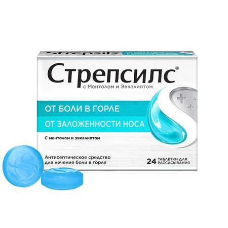 Стрепсилс ментол-эвкалипт таблетки для рассасывания 24шт