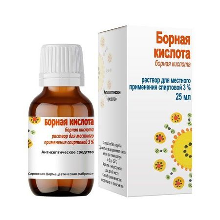 Борная кислота р-р д/нар. прим. спиртовой 3% фл. 25мл №1
