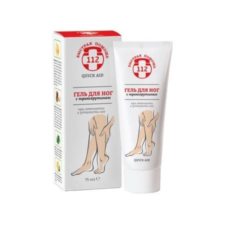 Гель при отечности и усталости ног с троксерутином Быстрая помощь 112, 75мл