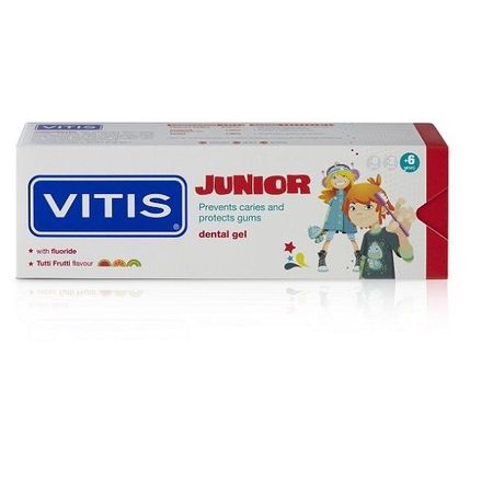 Паста-гель зубная Vitis/Витис junior 6+ вкус тутти-фрутти 75мл планинг недат 64л тутти фрутти карманный 7бц выб лак мат лам