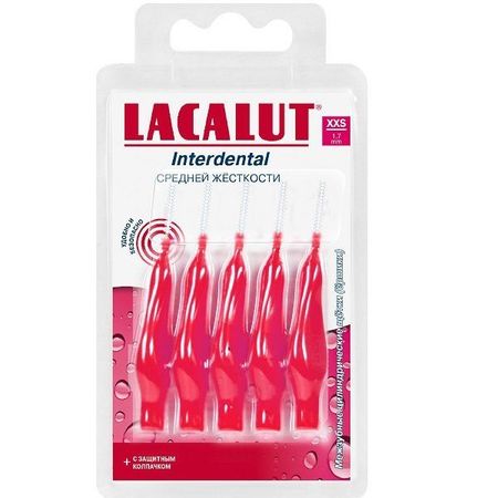 Ершики межзубные цилиндрические средней жесткости с 12 лет Interdental Lacalut/Лакалют 5шт р.XXS