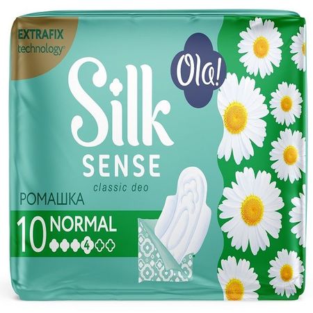 Прокладки женские гигиенические аромат ромашка Silk Sense Classic wings Normal в инд. Ola! 10шт