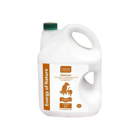 Шампунь для животных восстанавливающий с прополисом и протеинами шелка конц. 1:4 Пчелодар 5л