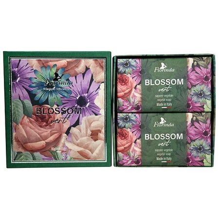 Набор Флоринда: Мыло твердое туалетное зеленые цветы 200г 2шт