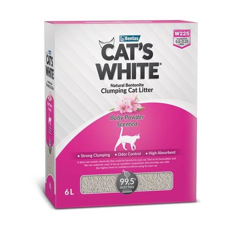 Наполнитель комкующийся с ароматом детской присыпки Box Baby Powder Cat's White 6л