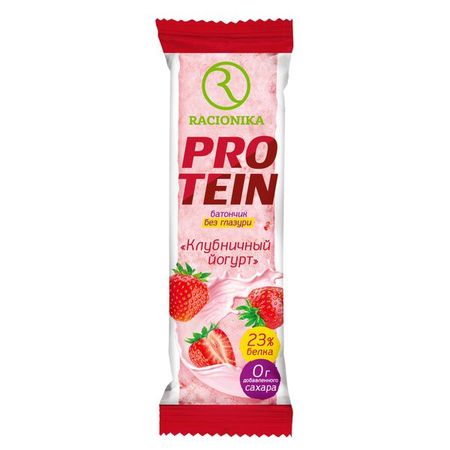 Рационика протеин батончик высокобелковый неглазированный со вкусом Клубничный йогурт 45г