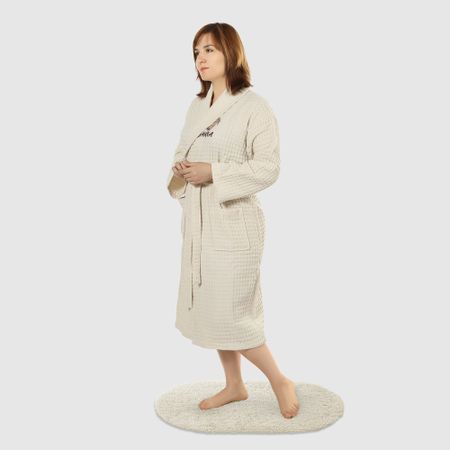 Халат женский Asil Sauna beige XXL вафельный с воротником
