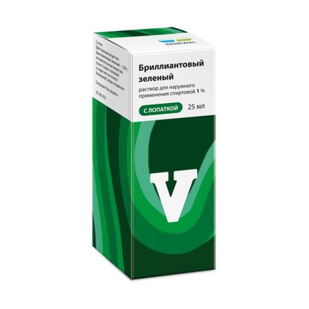 Бриллиантовый зеленый с лопаткой раствор для наружного применения спиртовой 1% 25мл лак акриловый olki бриллиантовый зеленый 100 мл