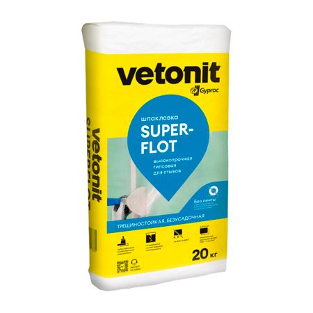 Шпаклевка гипсовая Vetonit Суперфлот высокопрочная безусадочная белая 20 кг