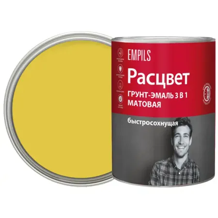 Грунт-эмаль по ржавчине 3 в 1 Расцвет быстросохнущая цвет желтый 0.9 кг быстросохнущая термобумага а4 для принтера