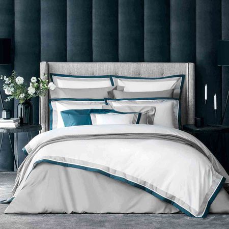 Комплект постельного белья Togas Паллада бело синяя/серая Двуспальный кинг сайз