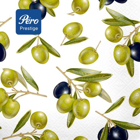 Салфетки бумажные Pero Prestige 3-слойные Оливы 33х33см 20шт