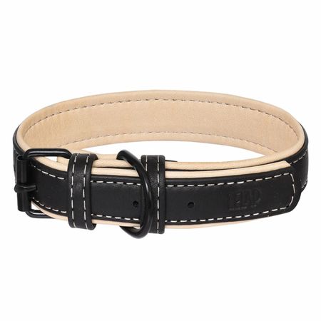 Ошейники, шлейки LeLap амуниция Ошейник Joli из натуральной кожи, ш. 15 мм, дл. 27-36см, черный 25кл21 (30-39 см)