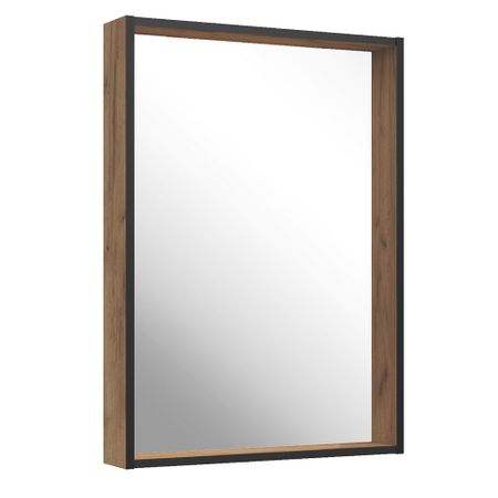 Зеркало с полкой прямоугольное 56,4х82 см в раме дуб золотой АСБ-Мебель Монца (12290) зеркало в багетной раме evoform красная волна 89 мм 71x71 см