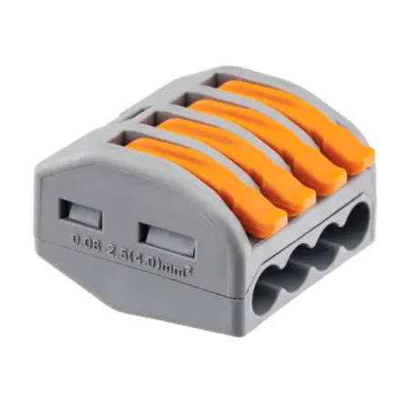 Клеммы соединительные монтажные с рычажком Duwi СМК 222-414 4-проводные 4мм² серые 50шт 26679 6 медные гибкие соединительные про stlxy 65 шт