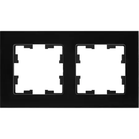 Рамка для розеток и выключателей IEK Brite 2 поста стекло цвет черный