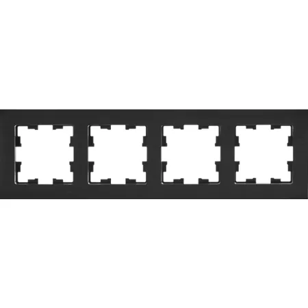 Рамка для розеток и выключателей IEK Brite 4 поста металл цвет черный