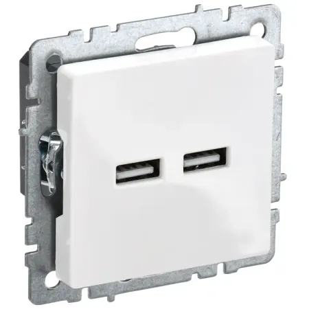 Розетка USB встраиваемая IEK Brite РЮ10-1-БрБ цвет белый