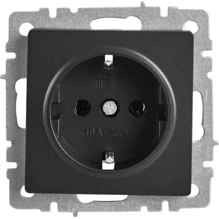 Розетка встраиваемая IEK Brite РС11-1-0-БрЧ с заземлением цвет черный розетка usb встраиваемая iek brite рю10 1 брб белый