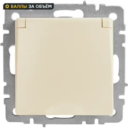 Розетка встраиваемая влагозащищенная IEK Brite РСбш10-3-44-БрКр с заземлением с крышкой и шторками IP44 цвет бежевый