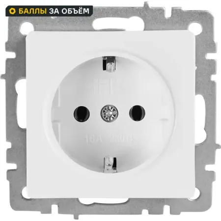 Розетка встраиваемая IEK Brite РС11-1-0-БрБ с заземлением цвет белый