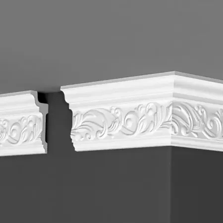 Плинтус потолочный полистирол для натяжного потолка под светодиодную ленту Де-Багет ДП 25/110 белый 40x102x2000 мм