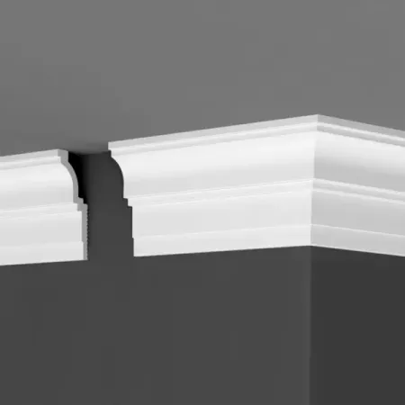 Плинтус потолочный полистирол для натяжного потолка под светодиодную ленту Де-Багет П20 100/40 белый 40x100x2000 мм