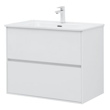 Тумба под раковину Lavelly Cube 80 см подвесная белый глянец (00316626)