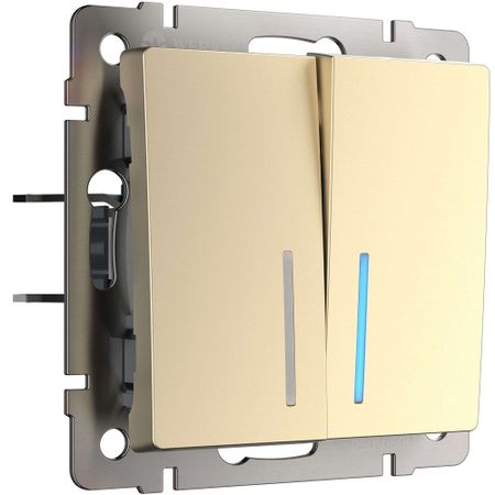 Выключатель Werkel двухклавишный встраиваемый шампань проходной с подсветкой (a050861)