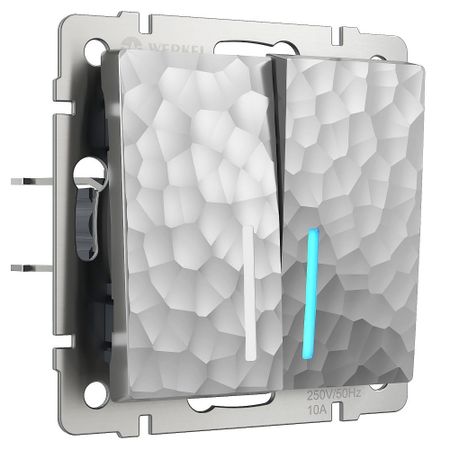 Выключатель Werkel двухклавишный встраиваемый серебряный с подсветкой (a052087)