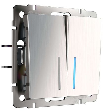 Выключатель Werkel двухклавишный встраиваемый никель с подсветкой (a051094) металлический выключатель для фонарика convoy