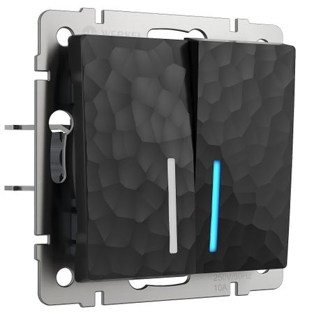 Выключатель Werkel двухклавишный встраиваемый черный с подсветкой (a052062) выключатель werkel двухклавишный встраиваемый серебряный с подсветкой a051524