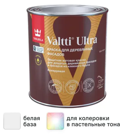 Краска для деревянных фасадов Tikkurila Valtti Ultra матовая цвет белый база А 0.9 л