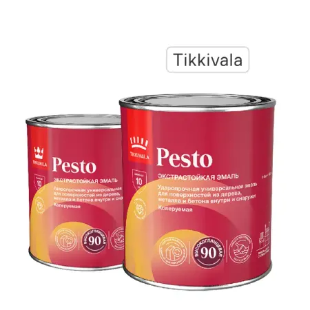 Эмаль универсальная стойкая Tikkivala Pesto 90 База A белая глянцевая 0.9 л
