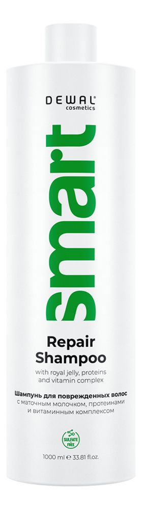 Шампунь для поврежденных волос с маточным молочком Cosmetics Smart Repair Shampoo: Шампунь 1000мл глютамин 3 ойл eqville с мумие маточным молочком 60 шт капсулы