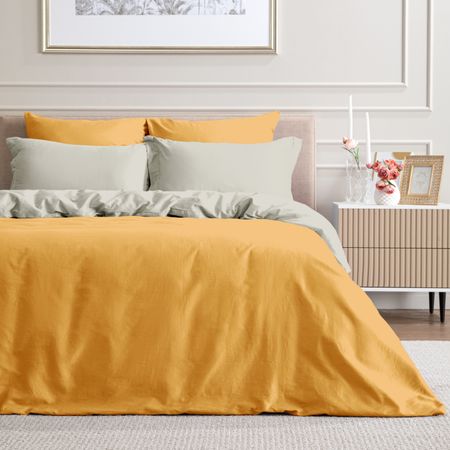 Постельное белье Летний желтый и Серый оникс