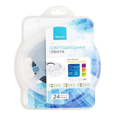 Лента светодиодная SMD 2835 3000К 12 В 14,4 Вт/м 3 м IP20 Apeyron (210BL) лики фантазий тетраптих