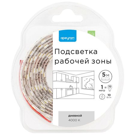 Лента светодиодная SMD 5050 4000К 12 В 10 Вт/м 5 м IP20 Apeyron (69ОО) heguoguo rgb светодиодная лента 5050 60 leds m