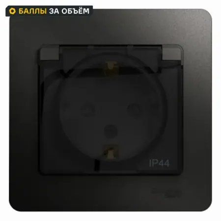 Розетка встраиваемая влагозащищенная Systeme Electric Glossa с заземлением с крышкой и шторками IP44 цвет антрацит