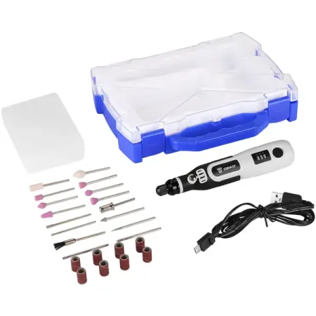 Гравер аккумуляторный Deko Set DKRT3.6Li, 3.6 В Li-ion 0.6 Ач фен щетка вращающаяся brayer br3132 1200вт 4 насадки