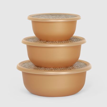 Комплект мисок Lidex Sunrise с крышками с декором золотой 3 шт 1,2 л+2,1 л+3,2 л