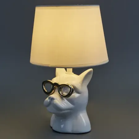 Настольная лампа декоративная Rexant Бульдог цвет белый