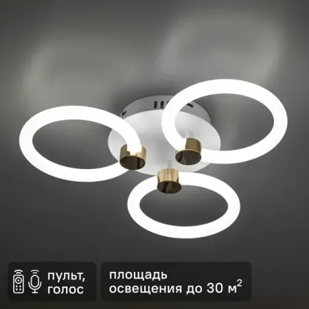 Люстра потолочная светодиодная Ritter Ottimo 51611 2 с Алисой и пультом 66Вт 30м² 2700K-6400K цвет белый/золотой светодиодная шкатулка для колец generic