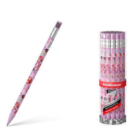 Карандаш механический Erich Krause ColorTouch Ladybug 2 мм с точилкой НВ