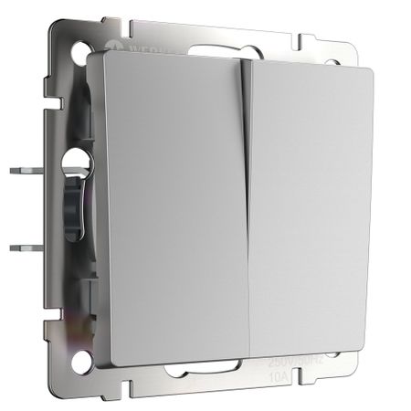 Выключатель Werkel двухклавишный встраиваемый серебряный перекрестный (a058435)