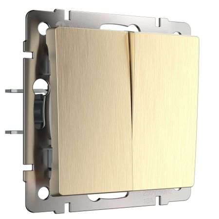 Выключатель Werkel двухклавишный встраиваемый шампань рифленый проходной (a051420)