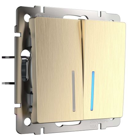 Выключатель Werkel двухклавишный встраиваемый шампань рифленый проходной (a051418)