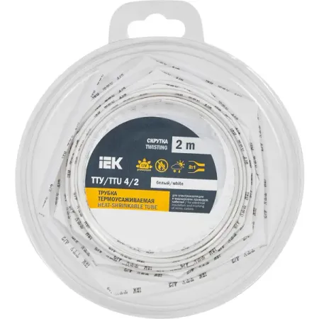 Термоусадочная трубка IEK нг-LS 4/2 мм 2 м цвет белый