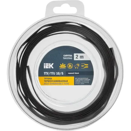 Термоусадочная трубка IEK нг-LS 10/5 мм 2 м цвет черный термоусадочная трубка пвх для аккумуляторов 18650