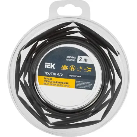 Термоусадочная трубка IEK нг-LS 4/2 мм 2 м цвет черный